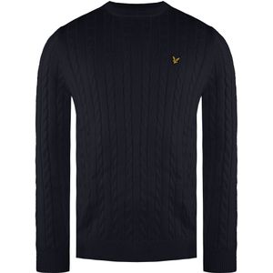 Lyle & Scott - KN1621V - Kabeltrui - Marineblauw - Pima-katoen