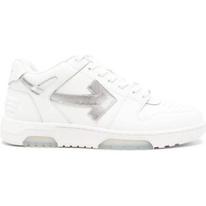 Off-White Out Of Office Leren Sneakers In Wit/zilver - Maat 38