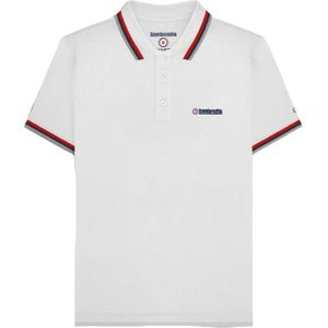 Lambretta Heren SS25 Drievoudig Getipte Polo Shirt (Wit/Rood)