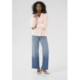 Kaffe - Blouse - Roze - Dames - Lange Mouwen - Ronde Hals met V-hals