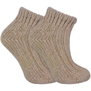 Dames DikkeKnit Wool Blend Enkellaars Sokken - Haver - Maat 37-39.5