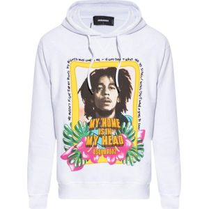DSquared2 Heren Bob Marley Hoodie (Wit)