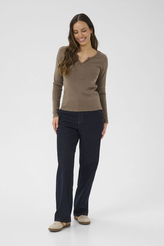 T-shirt met lange mouwen CRTalia Tight fit khaki