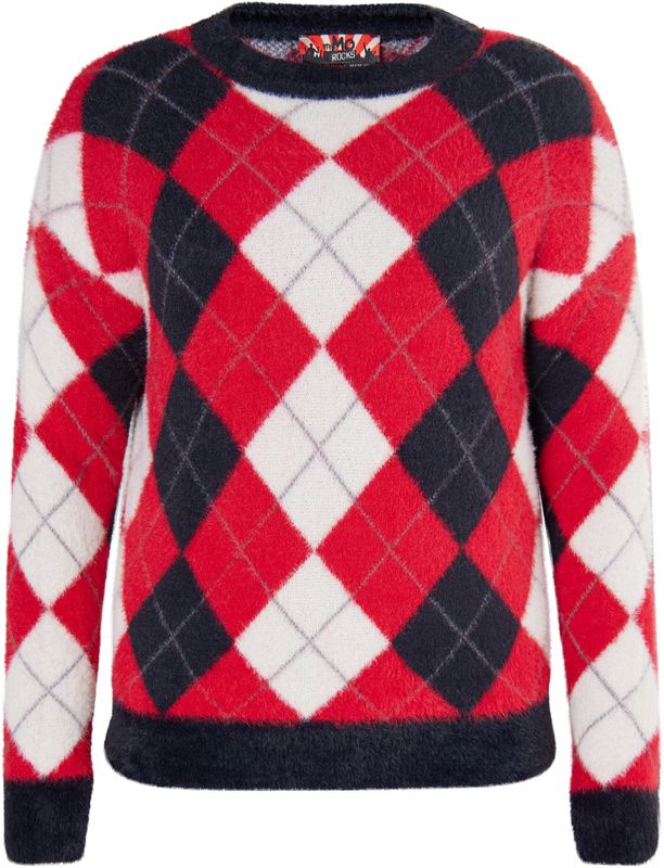 Mymo - Gebreide Trui - Zwart Rood Veelkleurig - Dames