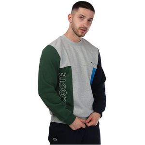 Lacoste sweatshirt met ronde hals en kleurvlakken voor heren, grijs