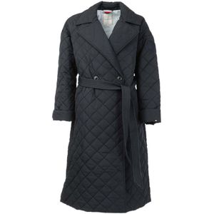 Women's Tommy Hilfiger Quilted Belt Trench Coat in Navy