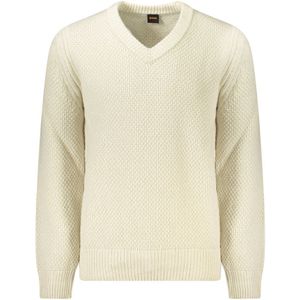Hugo - Moderne V-hals Trui - Beige - Wol - Heren