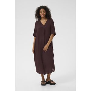 Kaffe - Kaanja - Casual Jurk - Bruin - V-Hals - Halve Mouwen