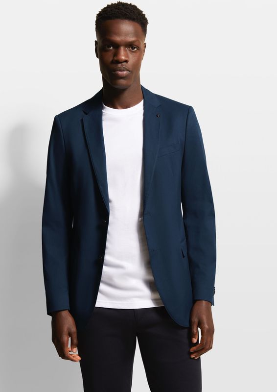 Blazer - Marine - Slim Fit - Reverskraag - Lange Mouwen