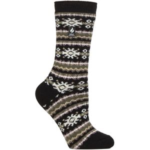 Dames Nordic Sokken | Heat Holders Lite | Lichtgewicht Thermische Winter Sokken voor Vrouwen - Zwart/Olive