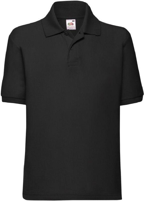 Fruit of the Loom Kinder/Kids Piqué Poloshirt met Korte Mouwen (Zwart)