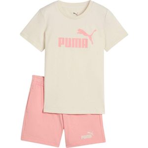 Puma Meisjes Essential Logo T-Shirt & Shorts Set (Wit/Roze)