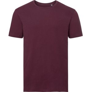 Russell Heren Authentiek Puur Organisch T-Shirt (Bourgondië) - Maat M