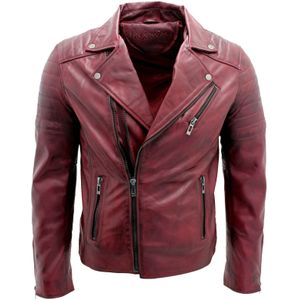 Slim-fit - Leren Bikerjack - Brando-stijl - Zwart