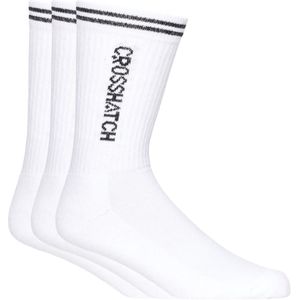 Crosshatch Peppy sportsokken voor heren (pak van 3) (Wit, Zwart)