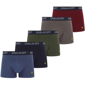 Lyle & Scott Heren Core Boxershorts (Set van 5) (Blauw/Groen/Grijs/Rood)