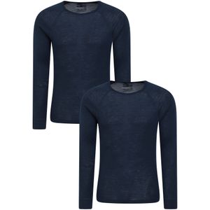 Mountain Warehouse Heren Merino Wol Base Layer Top (Set van 2) (Marine)