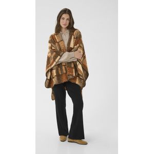 Cream - Teddy Cape - Veelkleurig - Geruit Patroon - Casual Warmte