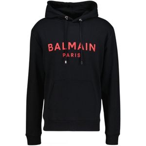 Balmain Paris rode klassieke logo zwarte hoodie