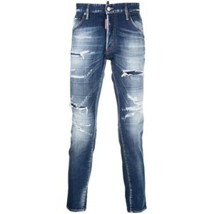 Dsquared2 Taps Toelopende Denimblauwe Jeans Met Distressed-effect - Maat 38/32