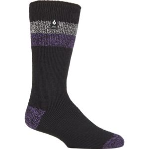 Heat Holders Heren extra dikke warme thermo sokken - Zwart / Paars (Lindos)