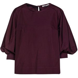 Conquista - Wijnkleurige Top - Bisschopmouwen - Driekwart Mouwen