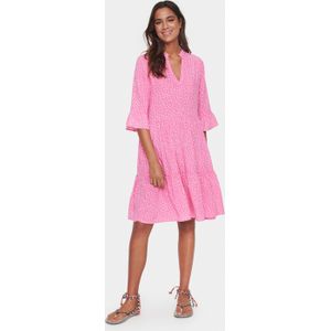 SAINT TROPEZ - Eda - Jurk - Pink/Wit - Flare - Knielengte