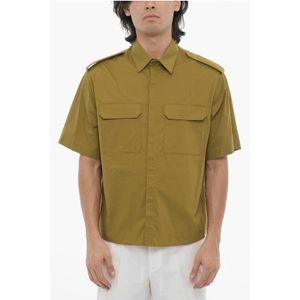 Overhemd - Groen - Korte Mouwen - Dubbele Borstzak - Losse Pasvorm