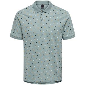 ONLY & SONS polo ONSMILAN met all over print groen