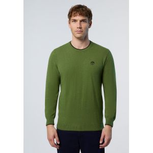 North Sails - Girocollo Logo Sweater - Groen - Heren - Wol
