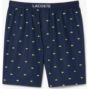 Heren Lacoste Bedrukte Poplin Pyjamashort in Navy
