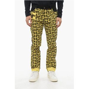 POKEMON Two-Tone Jeans met omgeslagen zoom en all-over monogram in Giallo, Nero