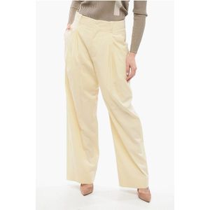 Palazzo-broek van zijdemix in beige