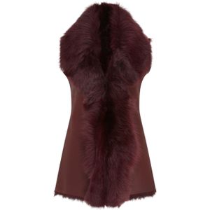 Dames Bordeaux Toscana Shearling Nappa Leren Schapenvacht Gilet - Parkes