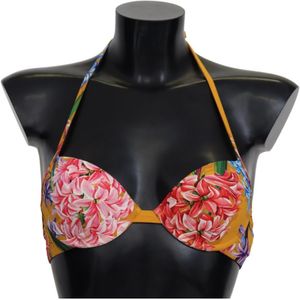 Dolce & Gabbana Vrouwen Gele Bloemenprint Badpak Strandkleding Bikini Tops