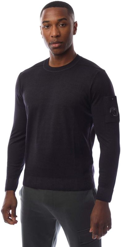 C.p. Company - Merinowol Crewneck Lens Sweater - Blauw - Heren