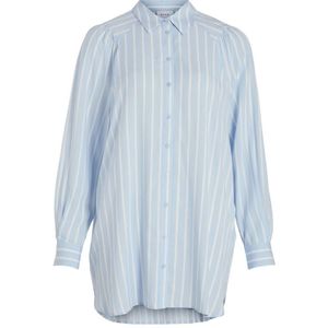 VILA gestreepte geweven blouse VIZUGI blauw/wit