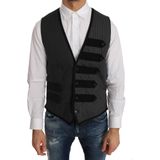 Dolce & Gabbana Grijs wollen slim vest met motief voor heren