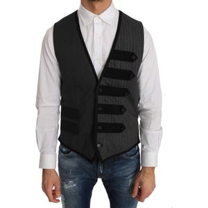 Dolce & Gabbana Grijs wollen slim vest met motief voor heren