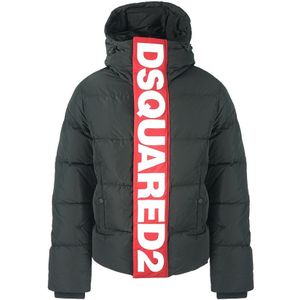 Dsquared2 Zwart Donsjack Met Groot Rood Verticaal Logo - Maat L