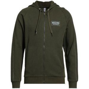 Moschino geborduurd logo groene hoodie met rits