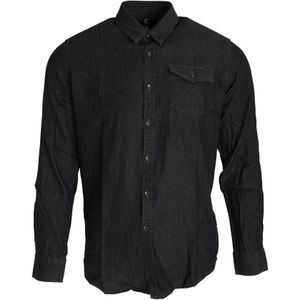 Premier Heren Jeanssteek Lange Mouw Denim Shirt (Zwarte Denim) - Maat S
