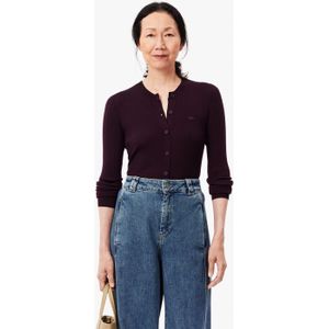 Lacoste - Merino Wol 3D - Gebreid Vest - Rood Kastanjebruin