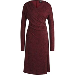 Boss Dames/Dames Ettita Wrap Front Casual Dress met all-over print (Rood)