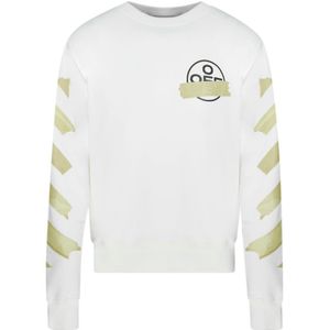 Wit Sweatshirt Met Gebroken Witte Tape En Logo - Maat 3XS