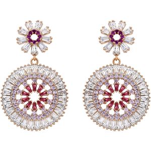 Luxenter Oorbellen met Multicolour Zirkonia afgewerkt in 18K geel goud - Dralio