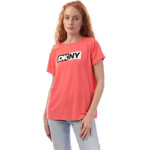 DKNY Dames/Dames Tweekleurig Logo T-shirt (Roze)