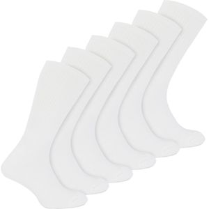 Sock Snob - 6 Paar Multipack Jongens Bamboe Sport Sokken | Crew Kinderen Sokken - Wit