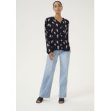 Kaffe - Blouse 'Ellen' - Navy - Blouseshirt - Lange Mouw - Bloemenprint