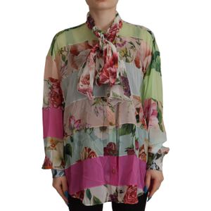 Dolce & Gabbana - Bloemen Patchwork Blouse - Veelkleurig - 92% Zijde - Lange Mouwen